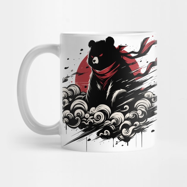 Cool Ninja Panda Bear Japanese Retro Vintage Style by TomFrontierArt